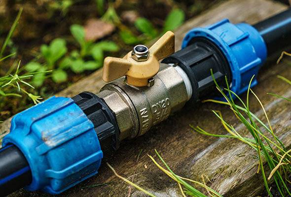 Water pipe valve used in plumbing repair and water damage restoration