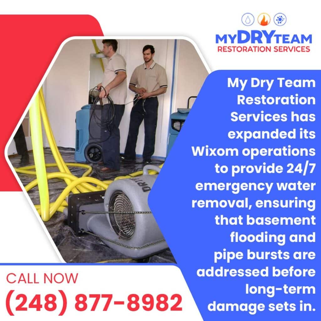 Emergency water removal in Wixom