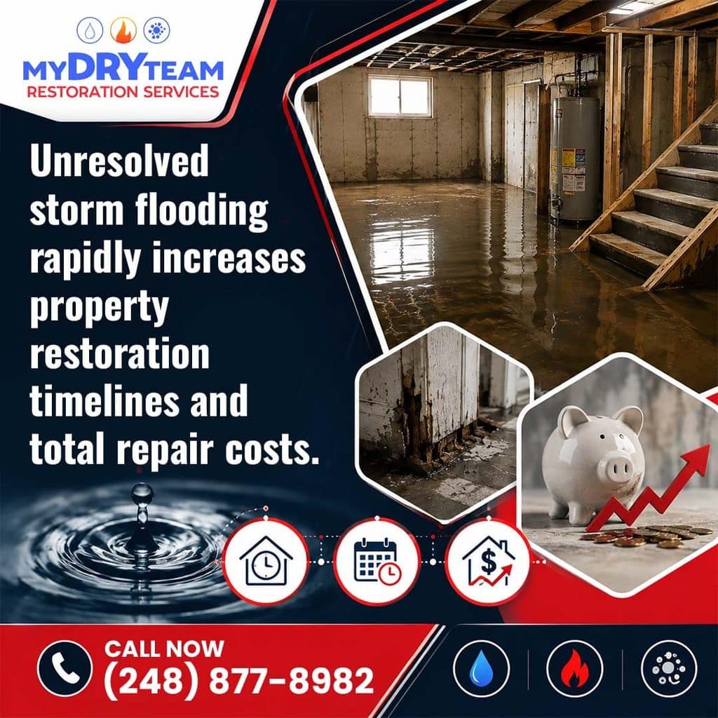 Unresolved storm flooding increases property restoration timelines and repair costs